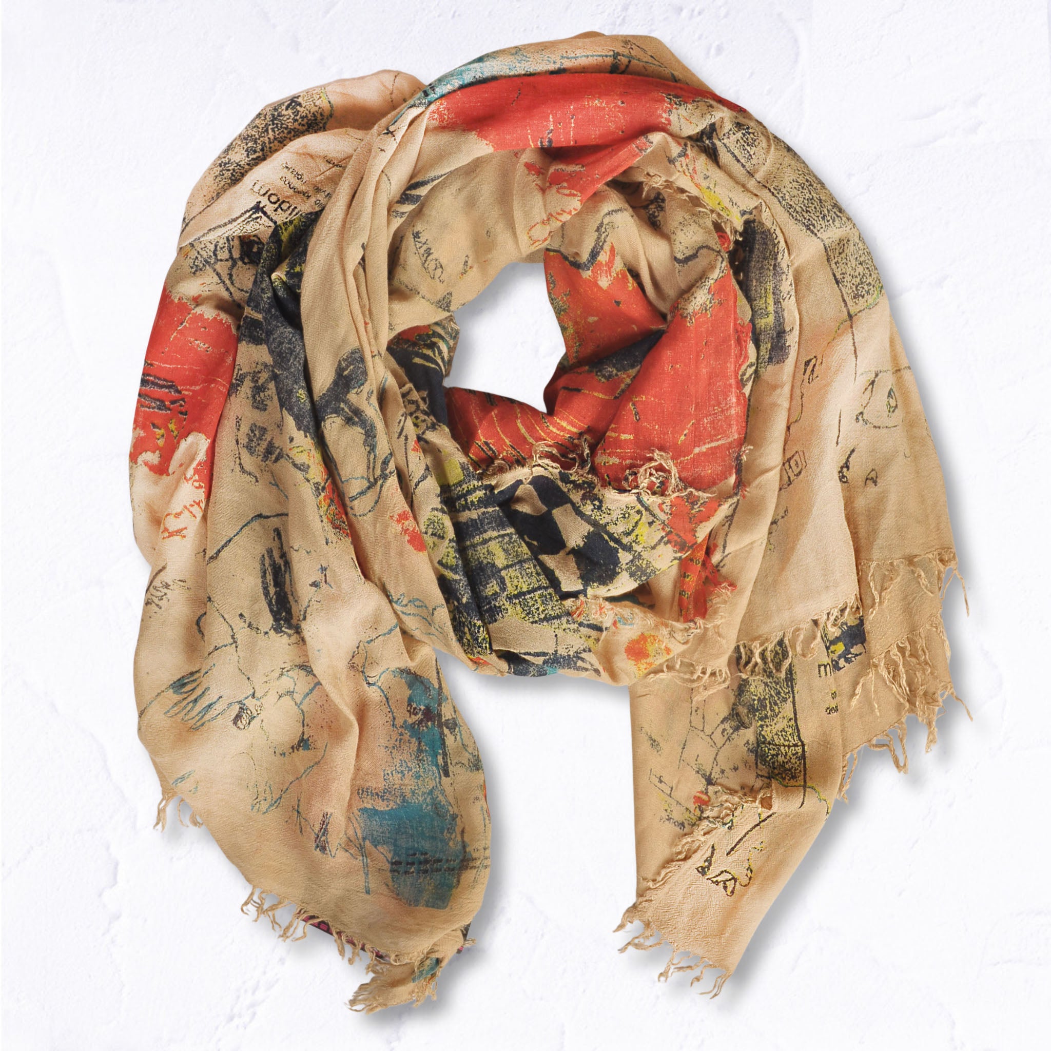 Face print bamboo scarf