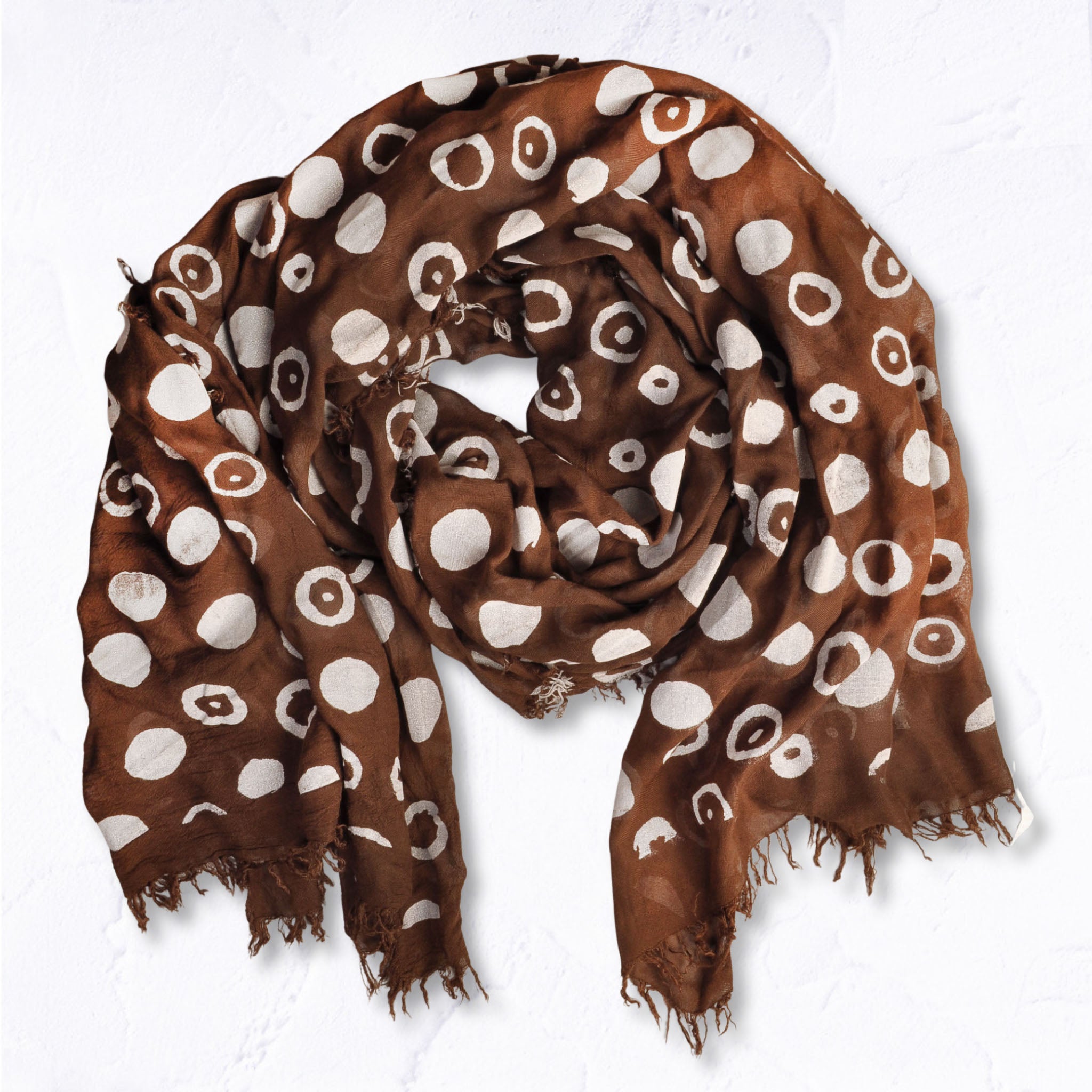 Multi circle print bamboo scarf