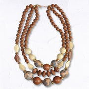 Paisley print wooden bead choker