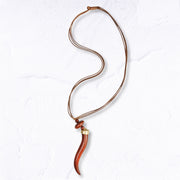 Giant wooded horn pendant necklace