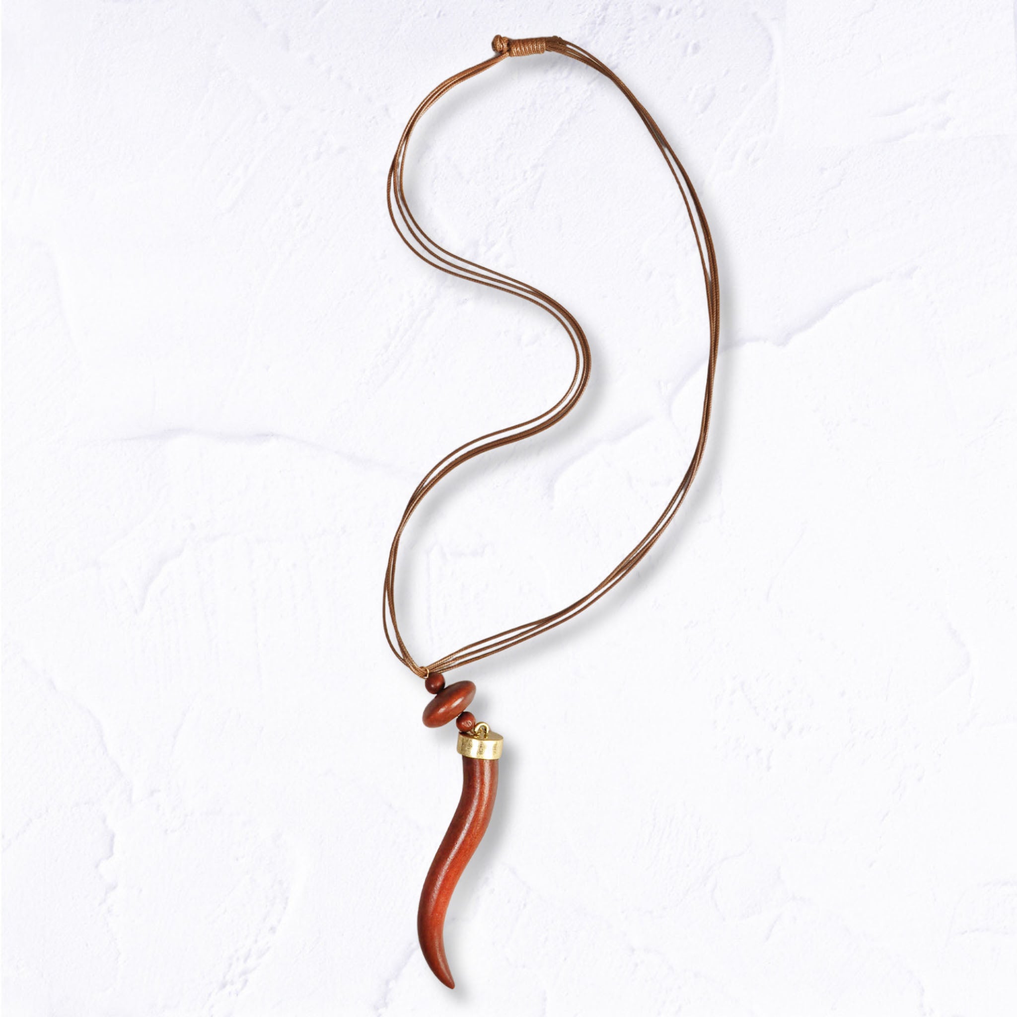 Giant wooded horn pendant necklace