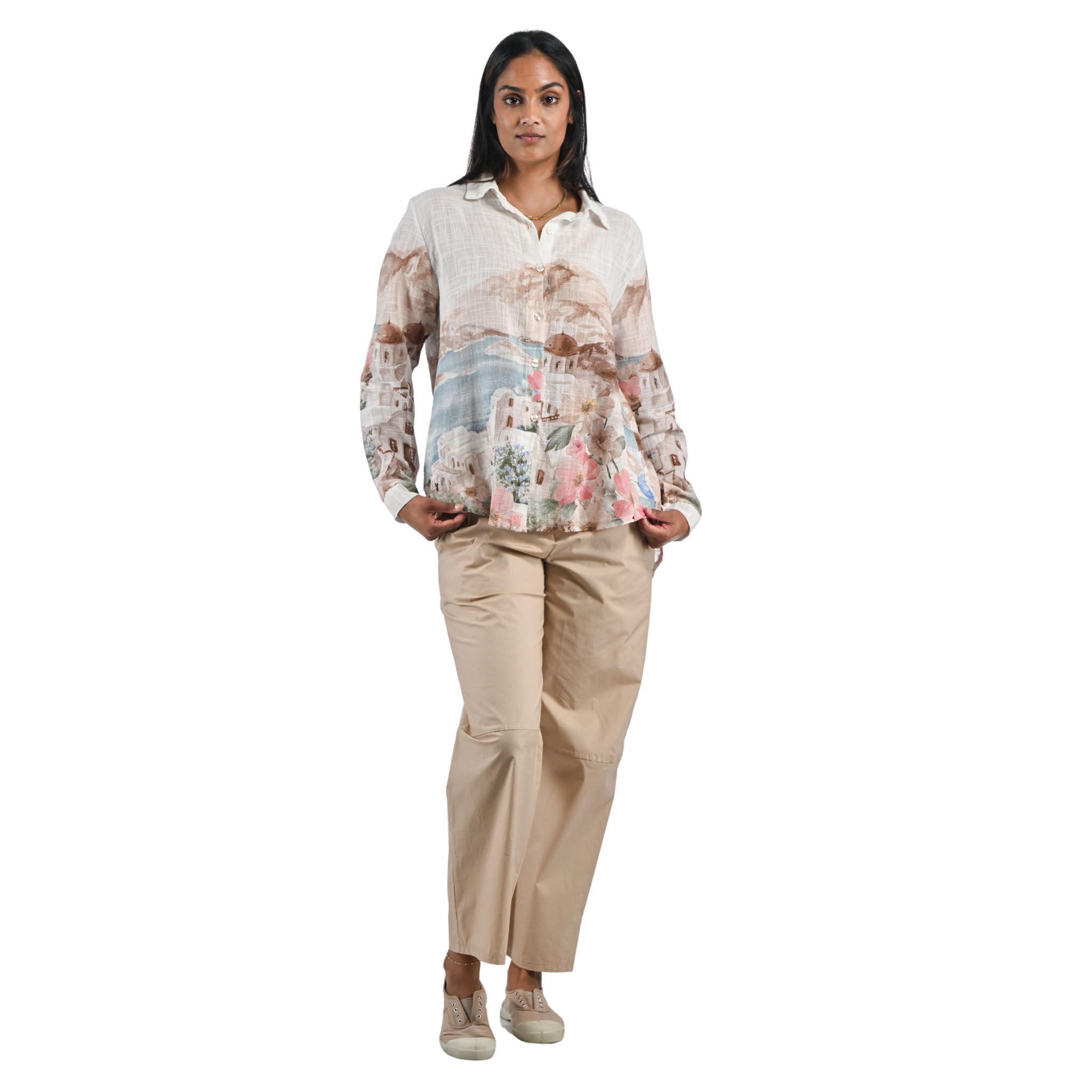 Greece border print shirt