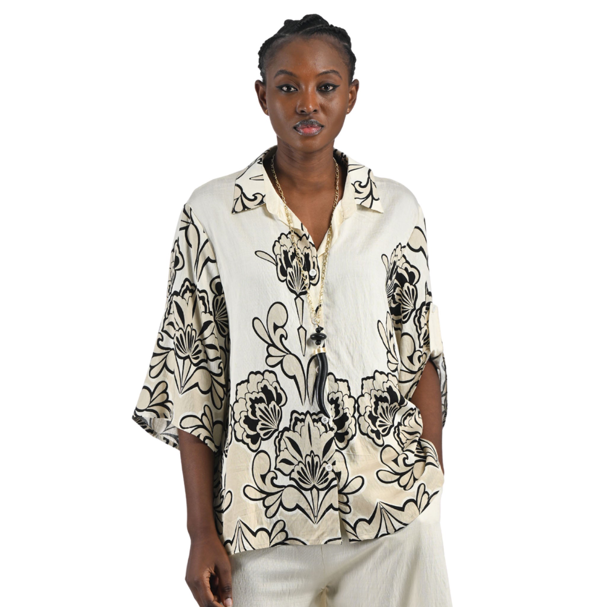 Floral folk print shirt