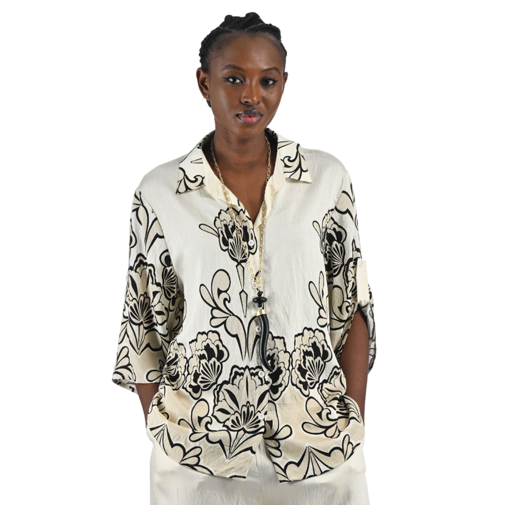 Floral folk print shirt