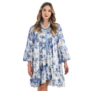 Floral print lace tiered mini