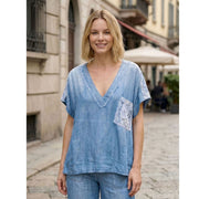 Lace detail Tencel top
