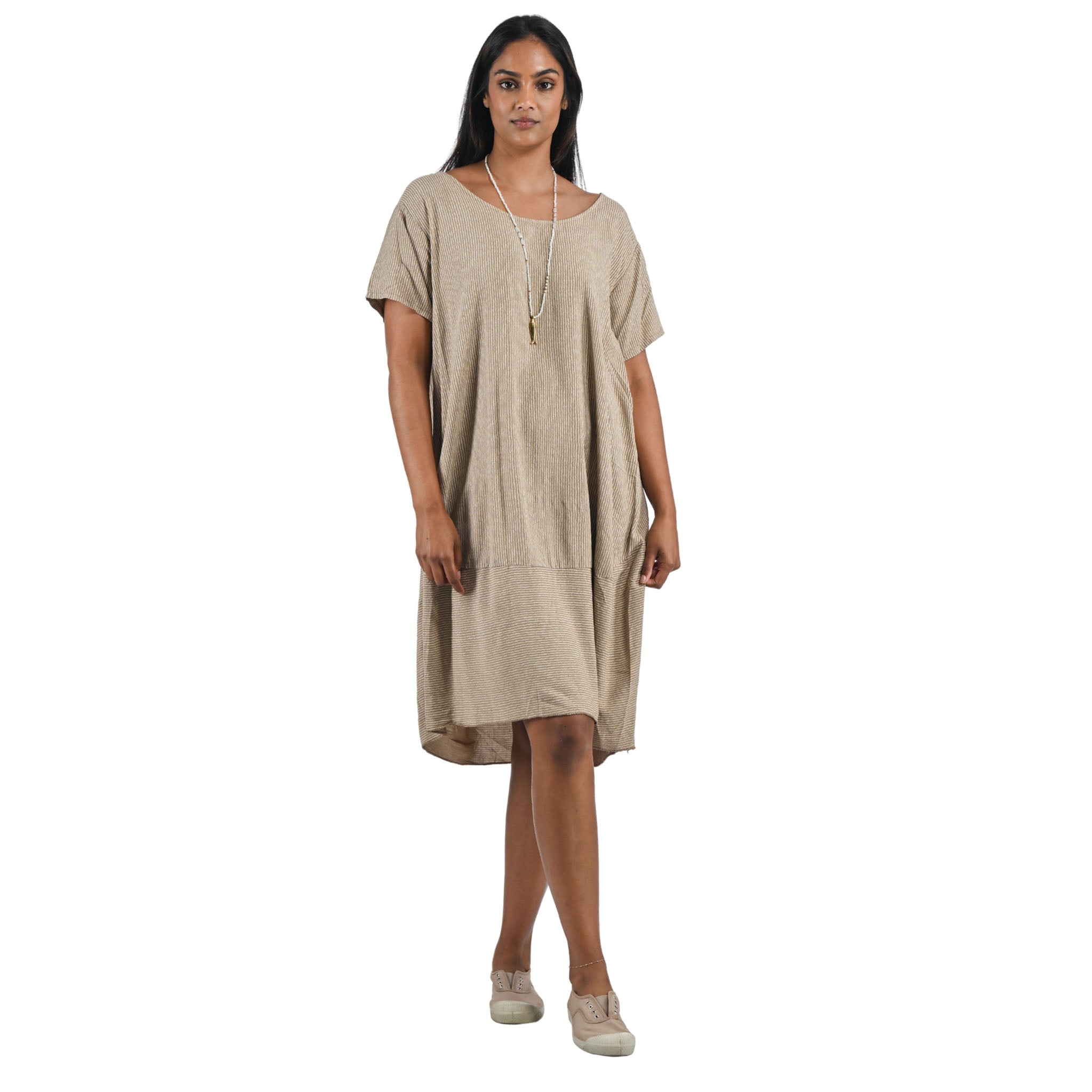 Pinstripe panel dress