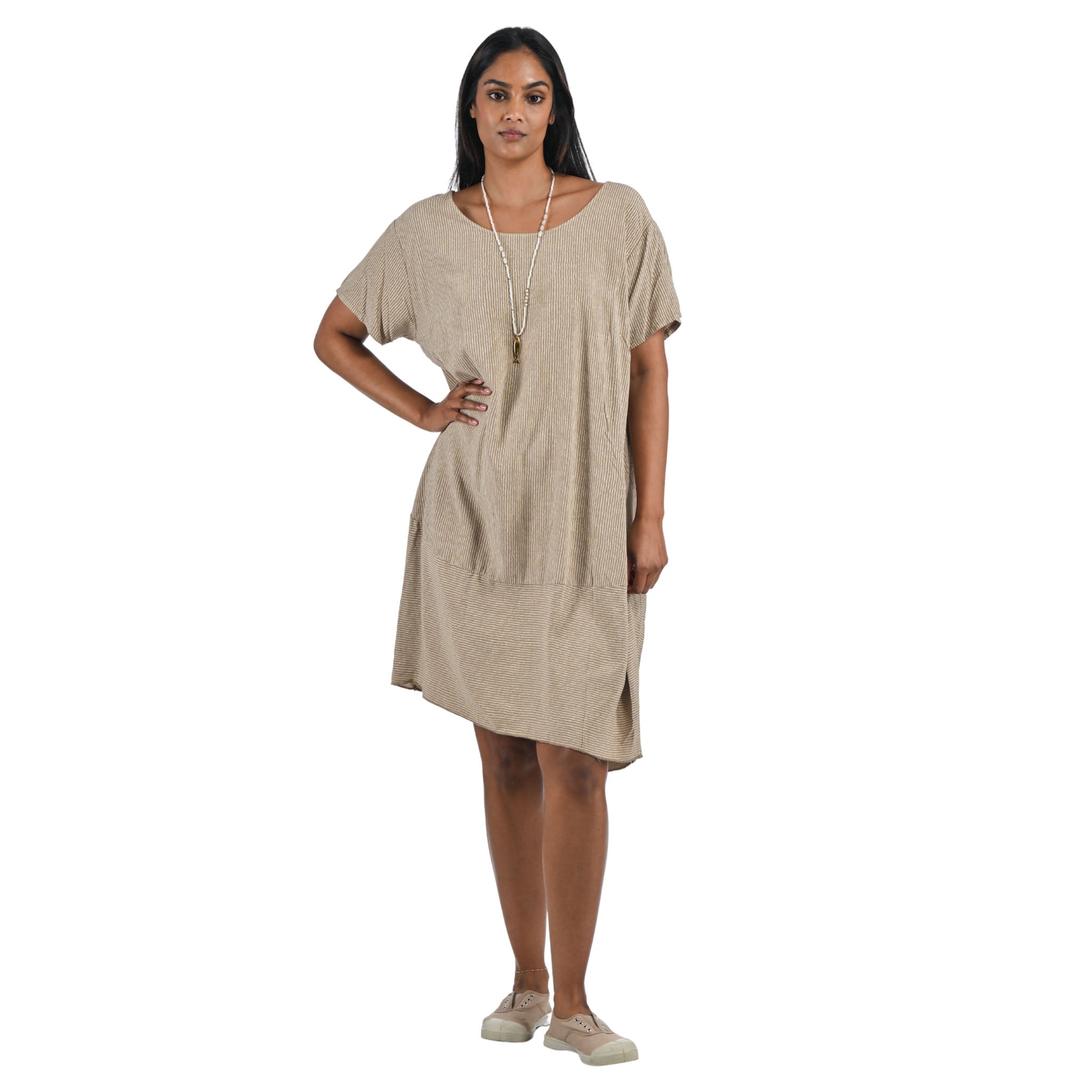 Pinstripe panel dress