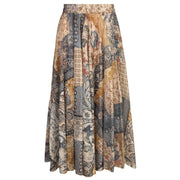 Heraldic patch print silky skirt
