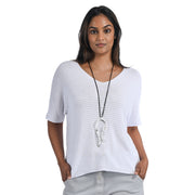 Ribbed batwing knit top