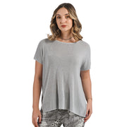 Ribbed lurex boxy top