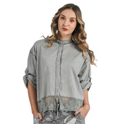 Lace border boxy overdyed shirt