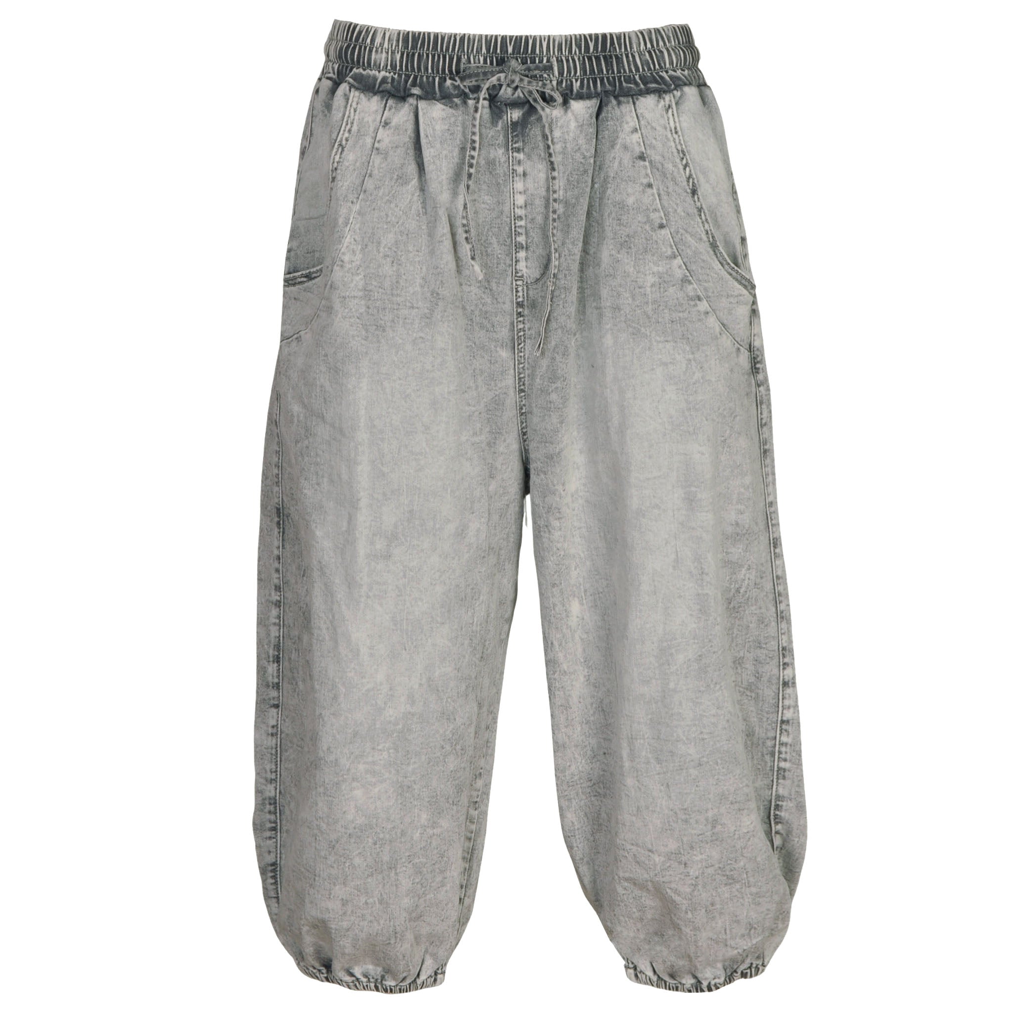 Balloon panel washed denim jogger