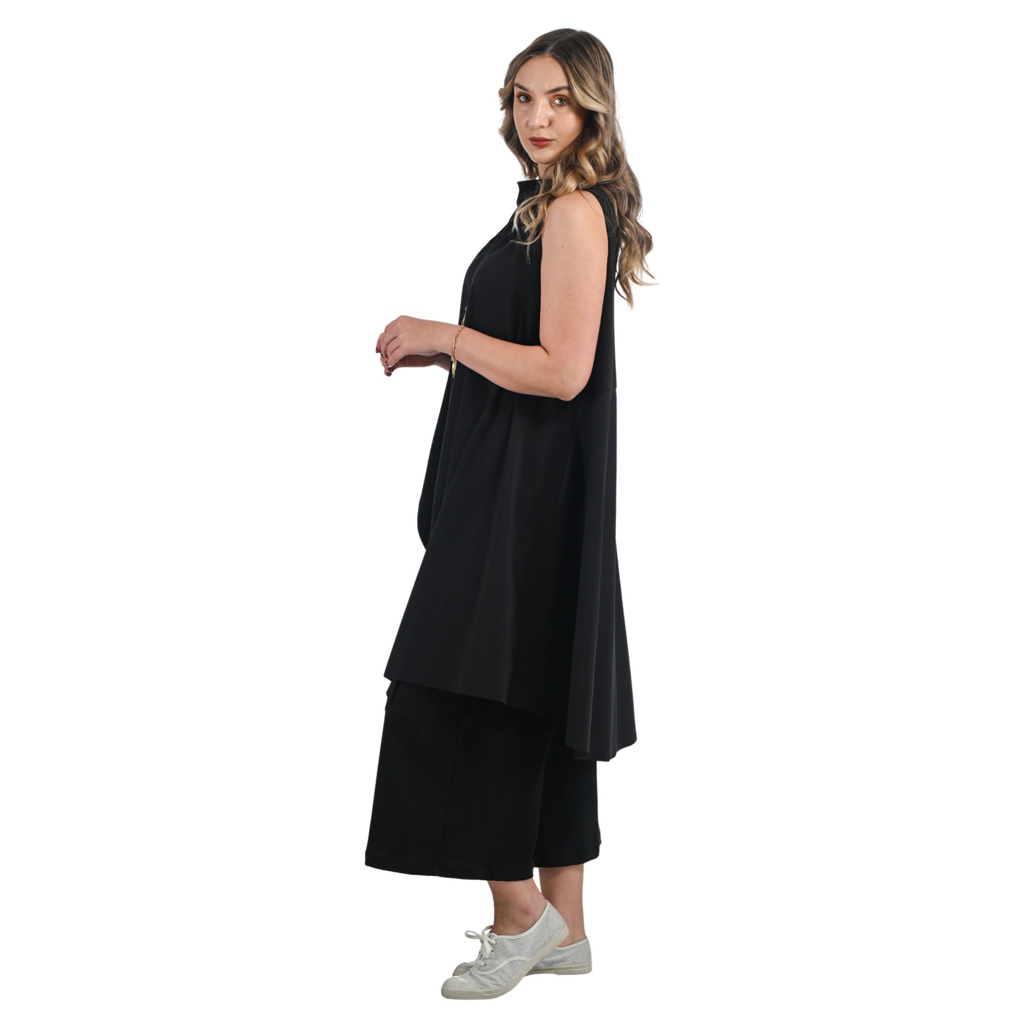 Funnel neck oversized hi-lo top