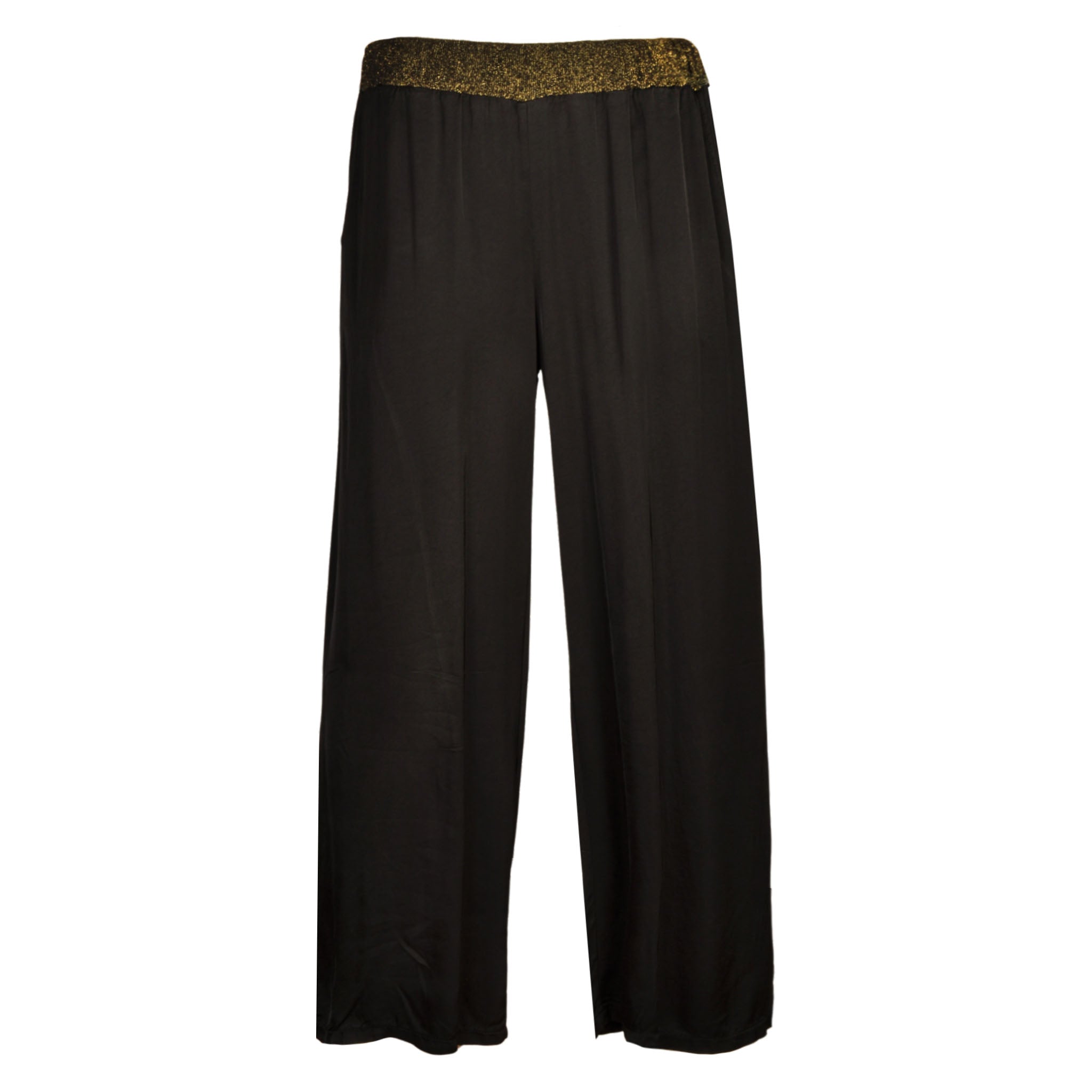 Lurex waistband wide leg pants