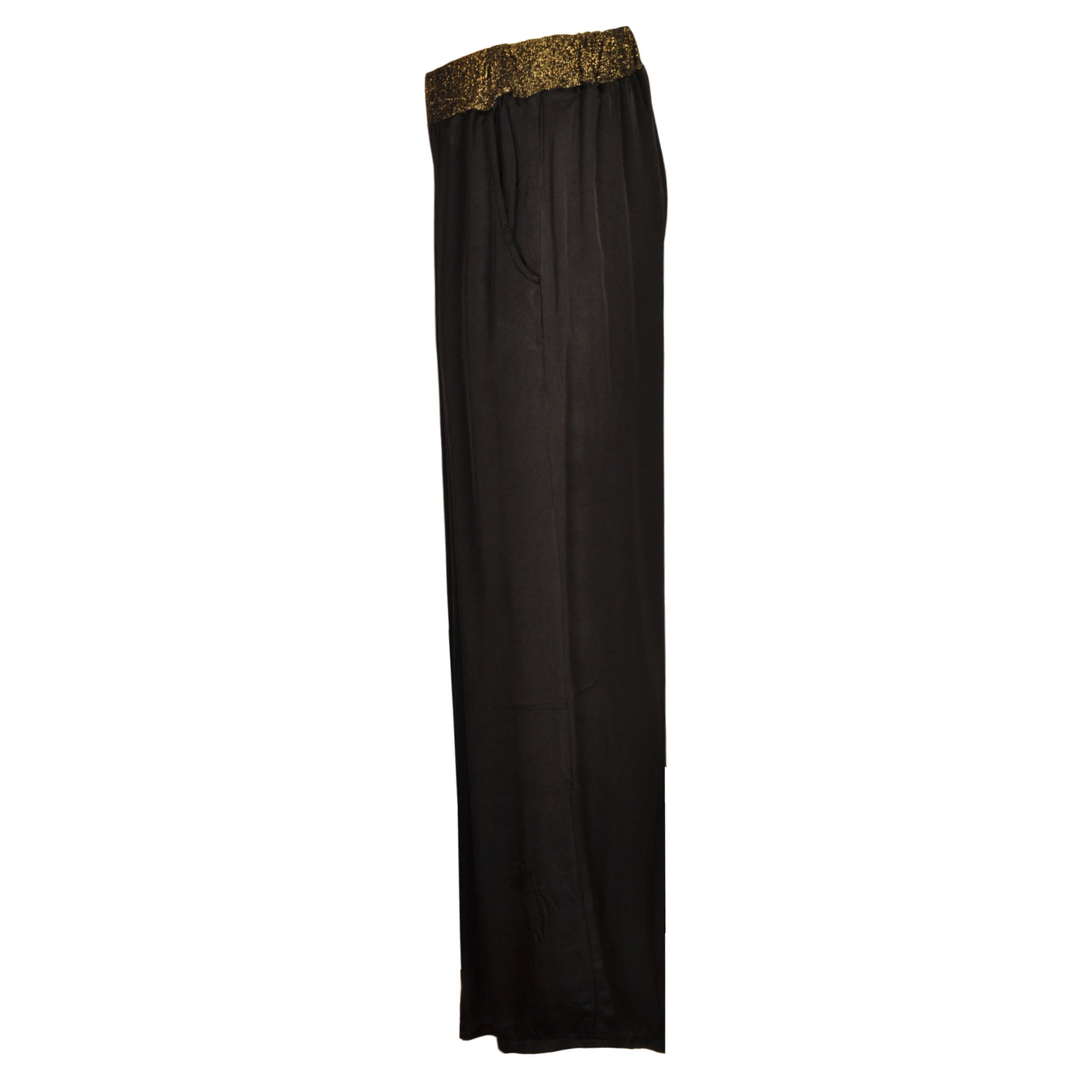 Lurex waistband wide leg pants