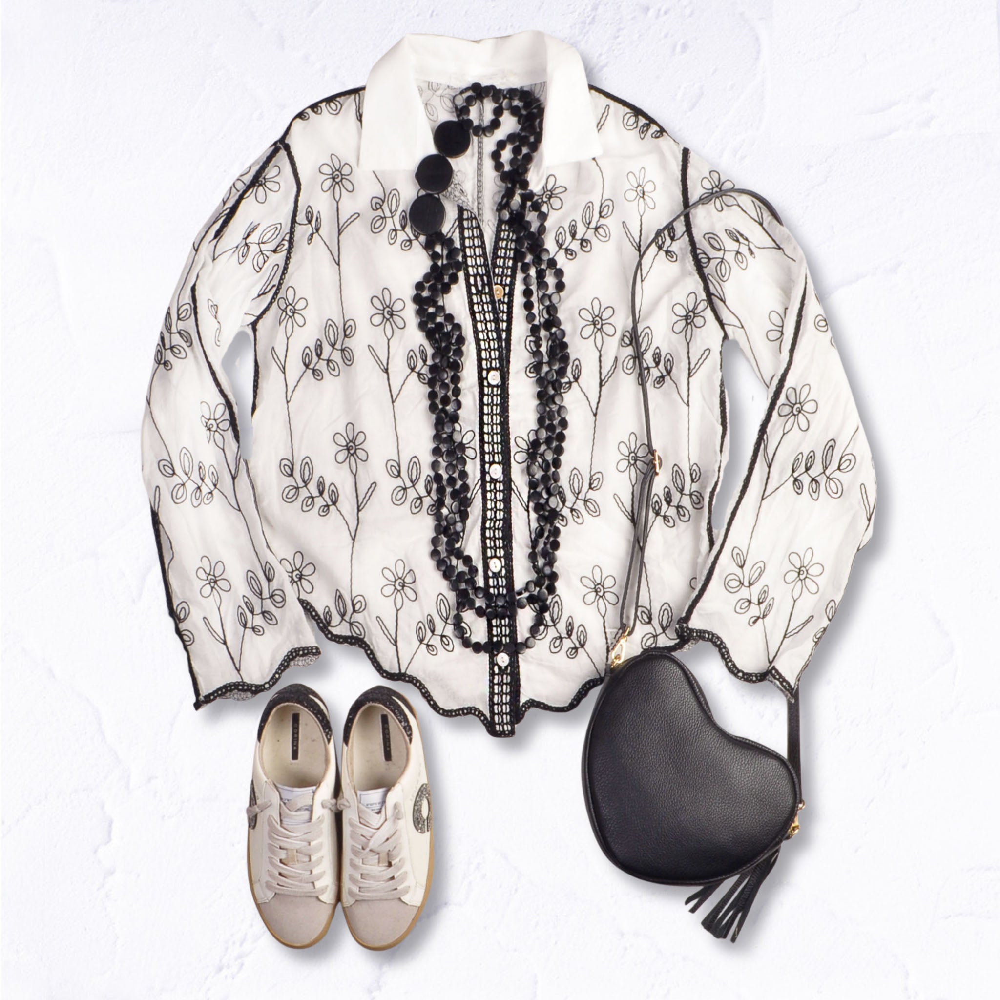 Embroidered flower shirt
