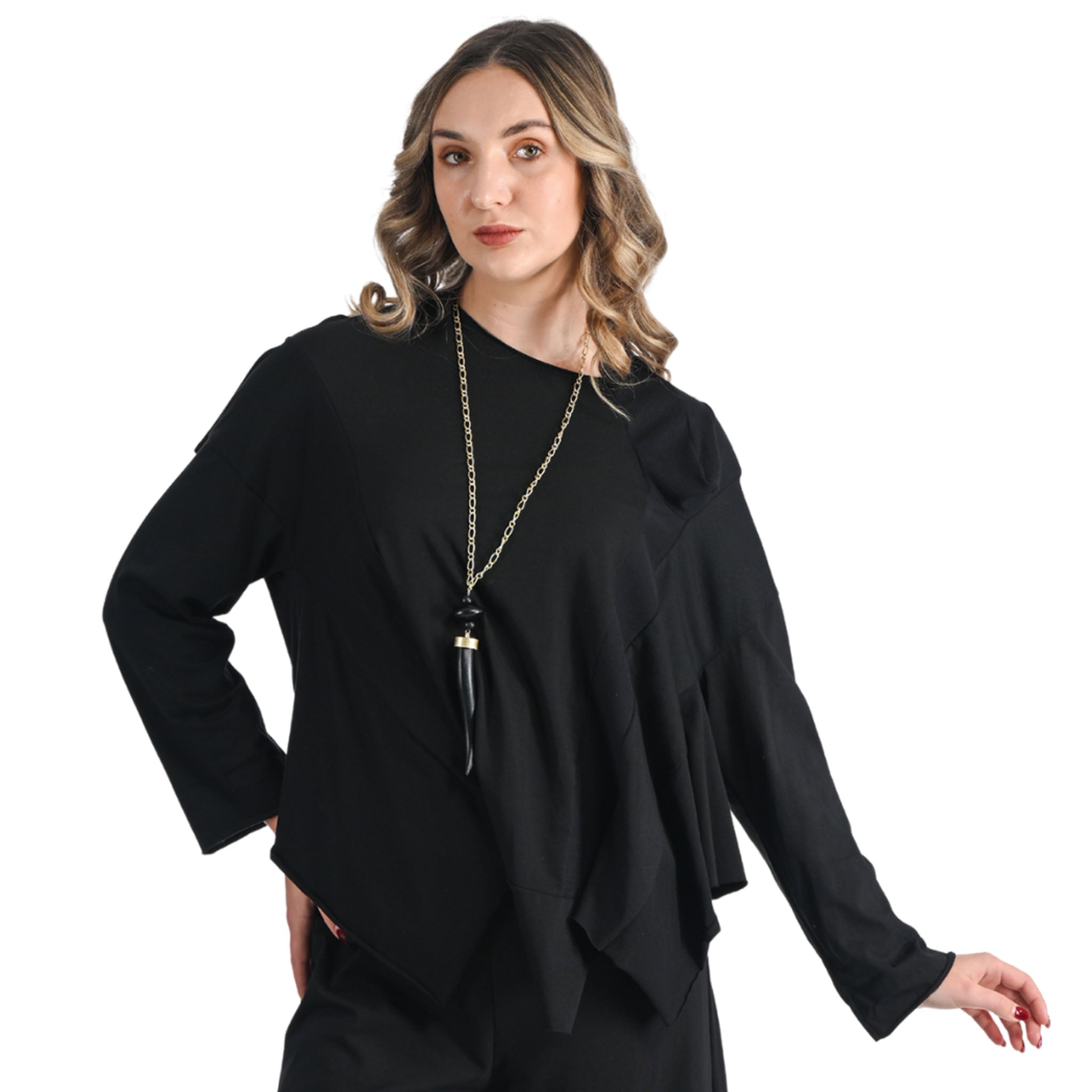 Ribbed detail asymmetrical top