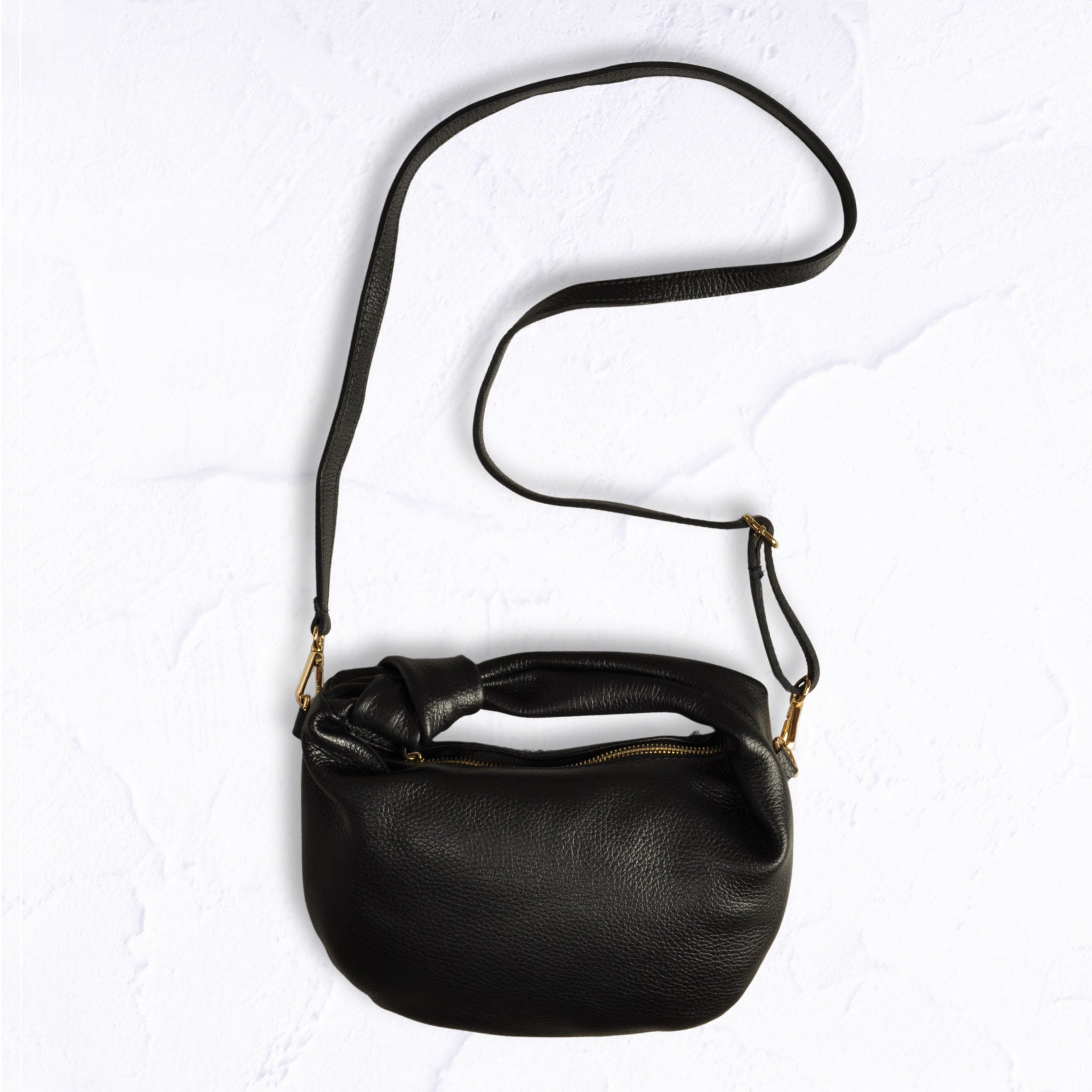 Genuine leather infinity knot crossbody bag