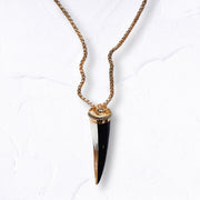 Giant bone horn long chain necklace