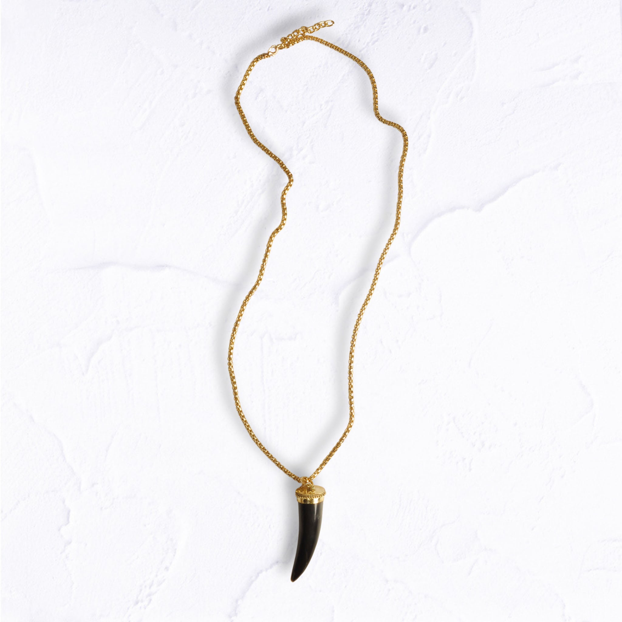 Giant bone horn long chain necklace