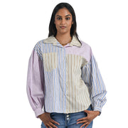 Stripe patch print shirt