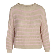 Thin stripe lace knit top