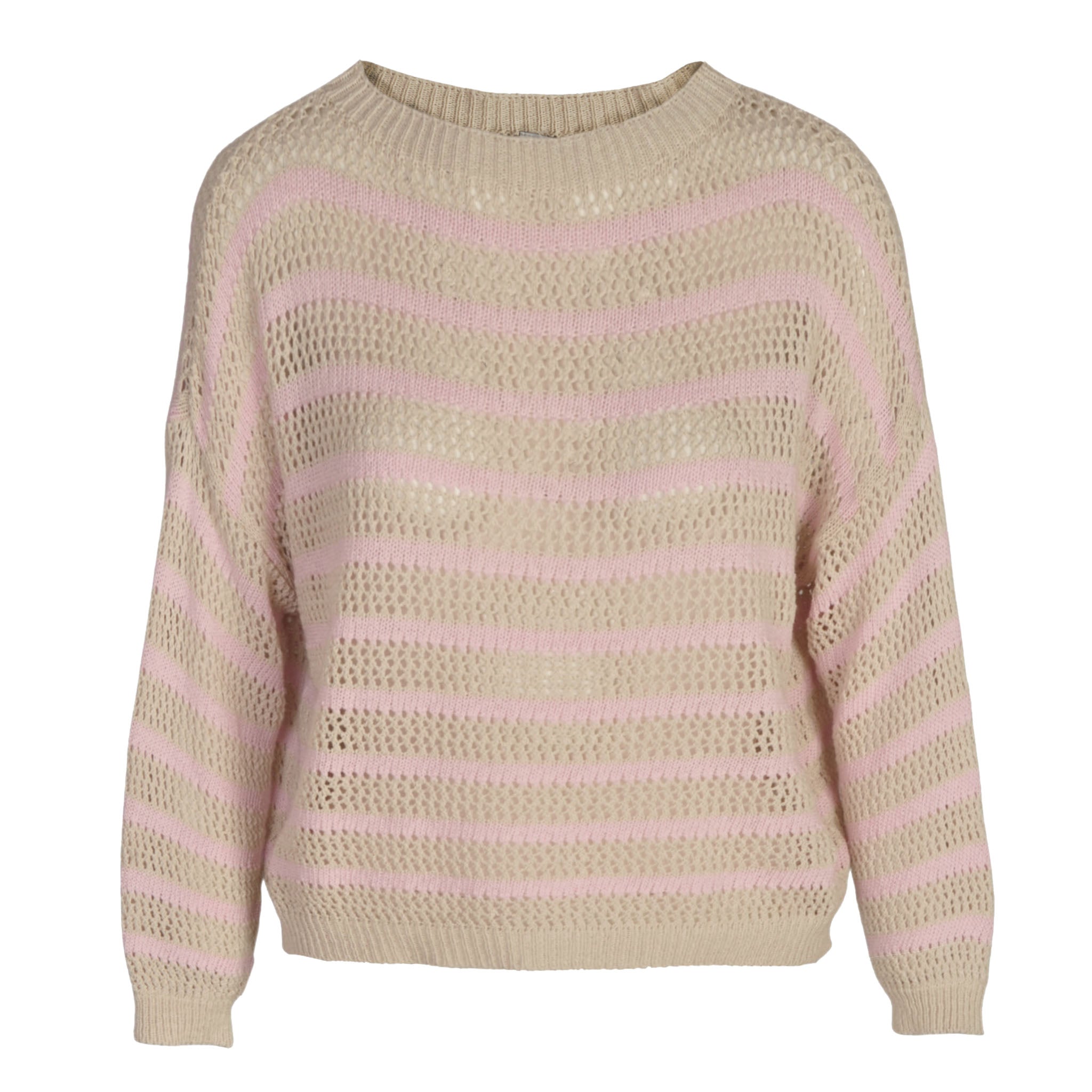 Thin stripe lace knit top