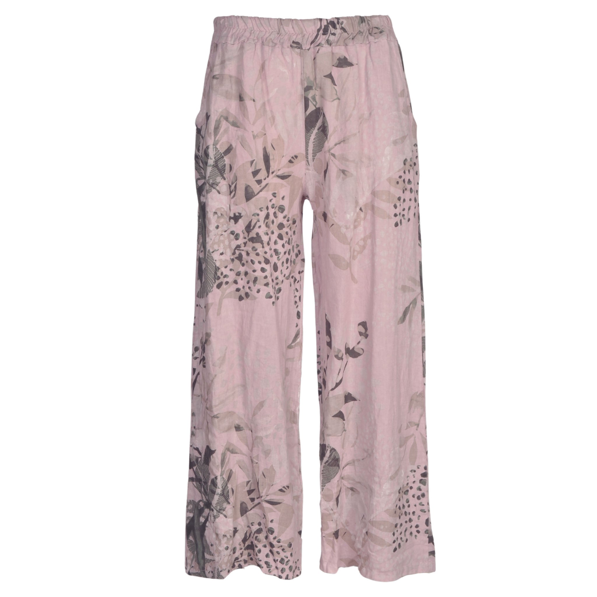 Animal leaf print linen pant
