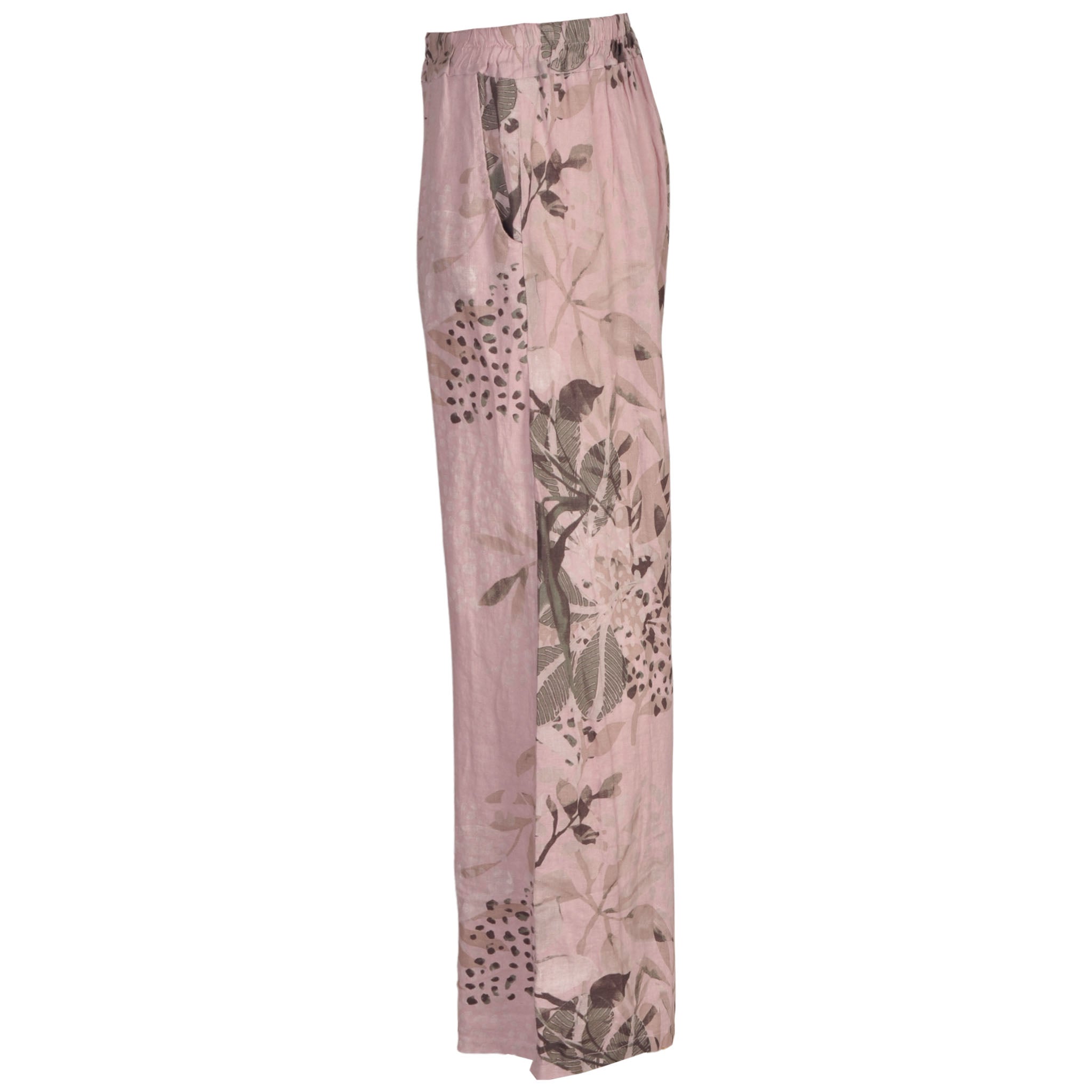 Animal leaf print linen pant