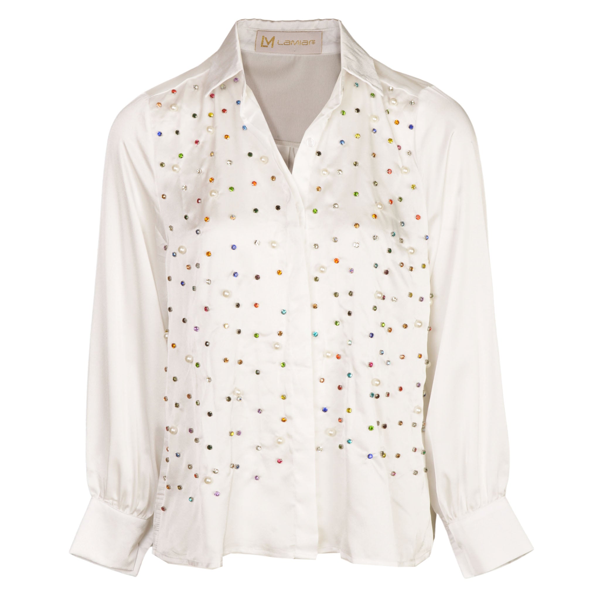 Pearl diamante embellished shirt