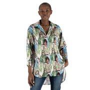 Fashion print silky shirt