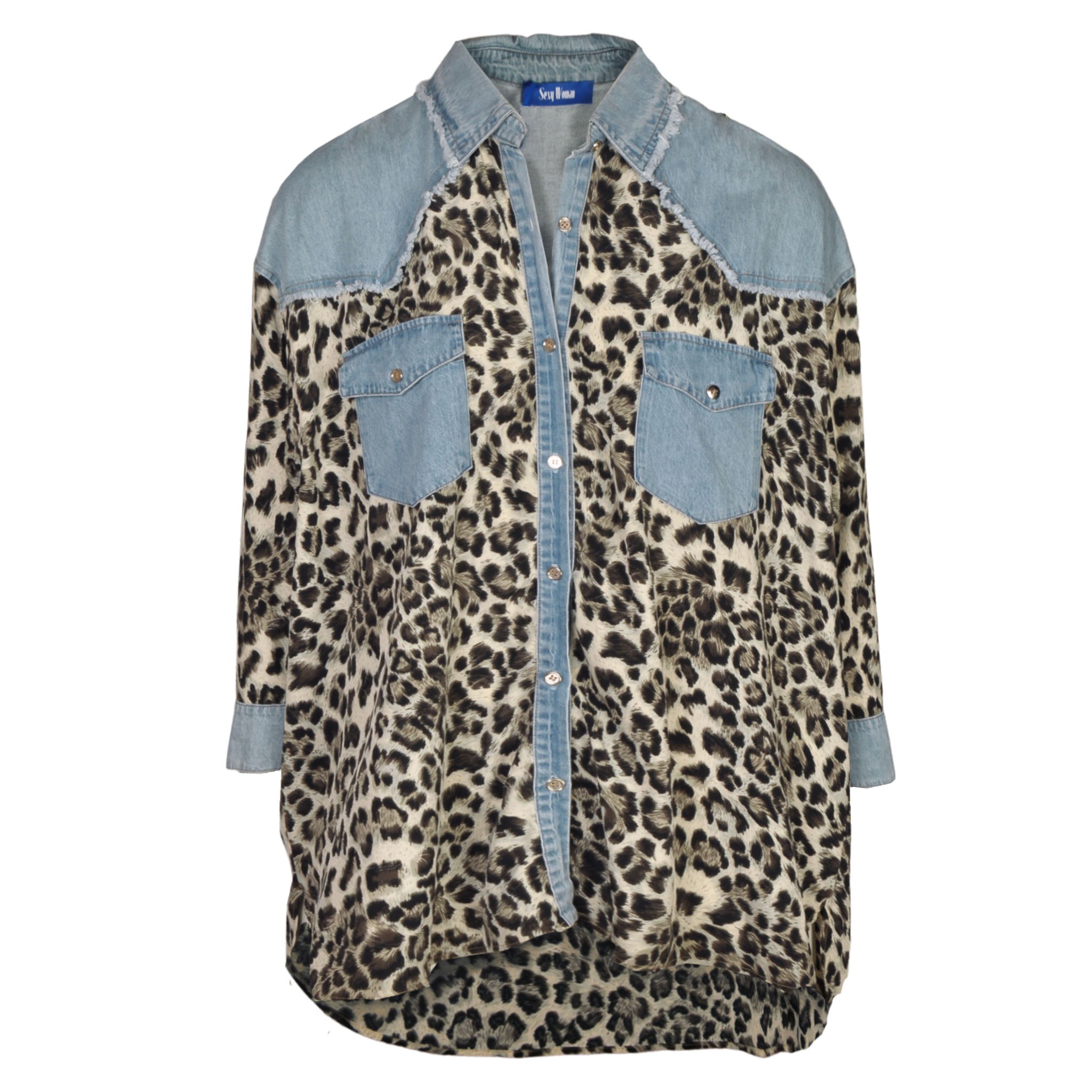 Leopard print denim shirt