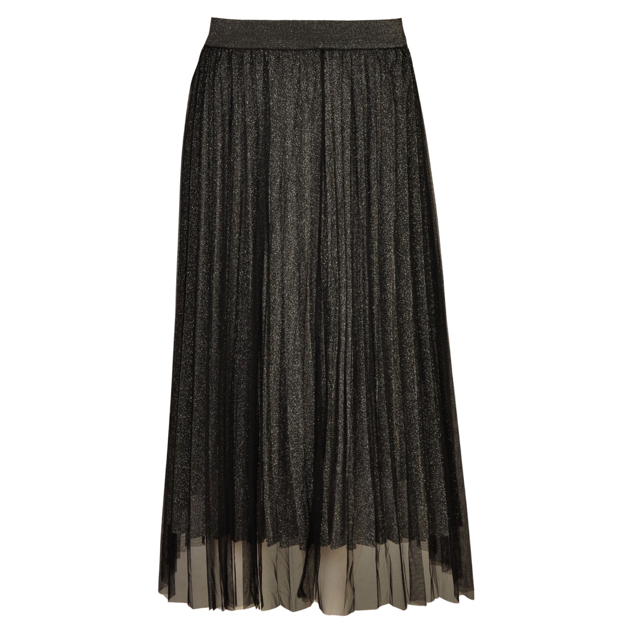 Shimmer pleated mesh skirt