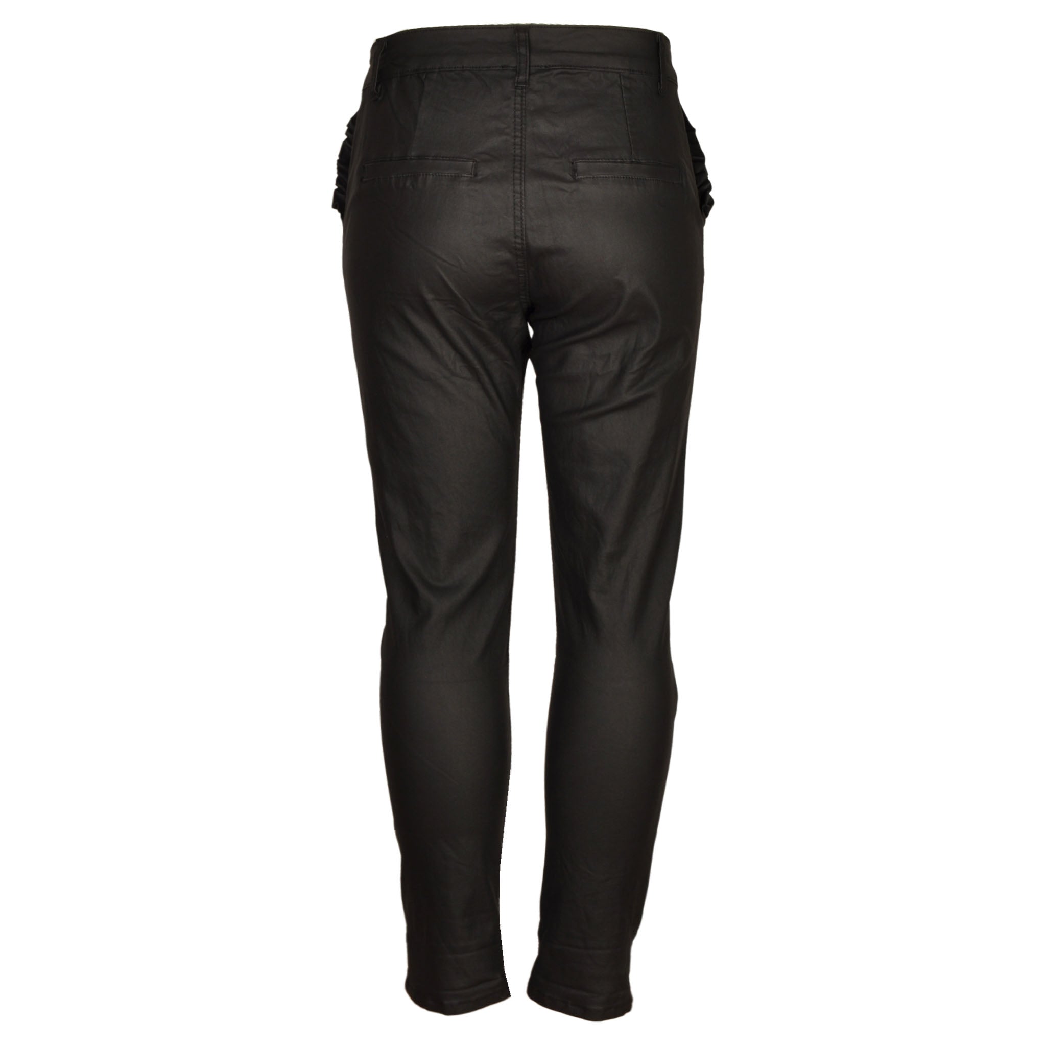 Frill pocked detail coated pants