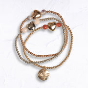 Multi sting heart ball bead bracelet