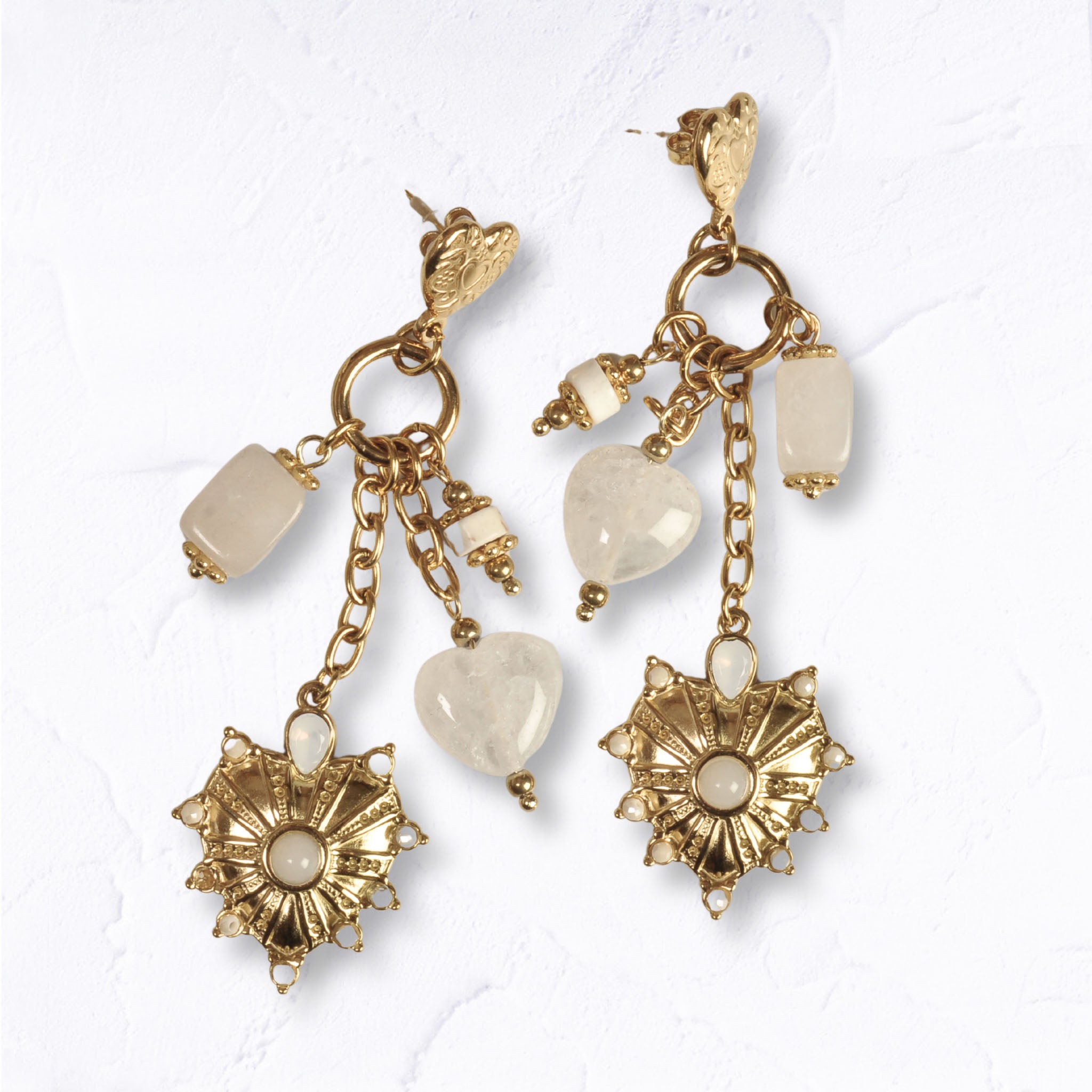 Smokey heart stone earrings