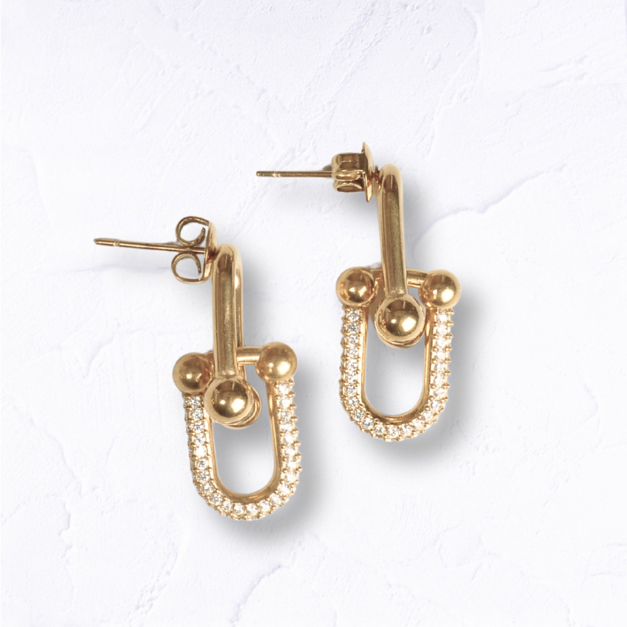 Diamante link earrings