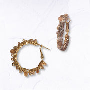 Diamante mesh beaded loop earrings
