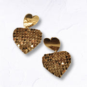 Double heart mesh earrings