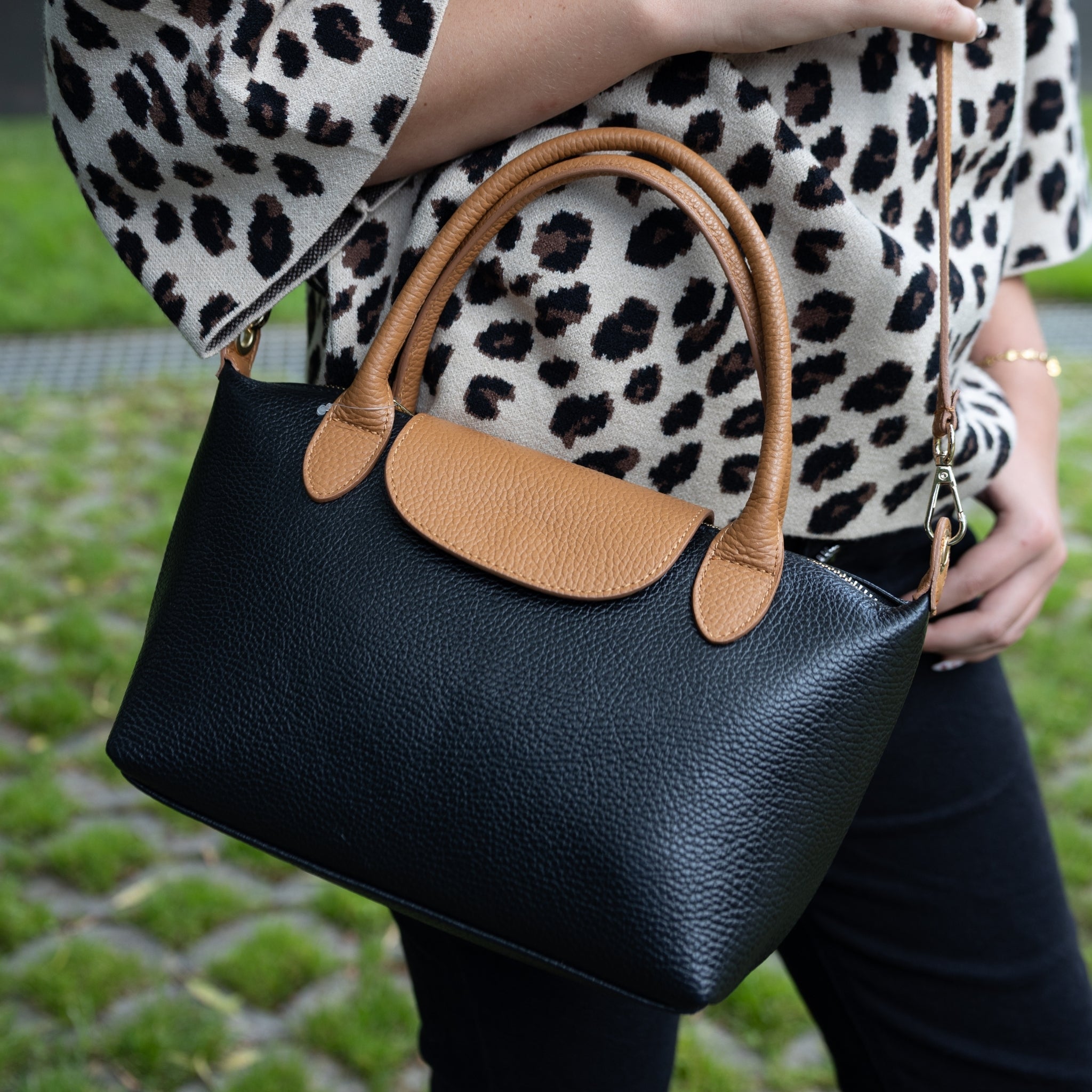 Genuine leather 2-tone bag