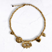 Eye heart charm choker