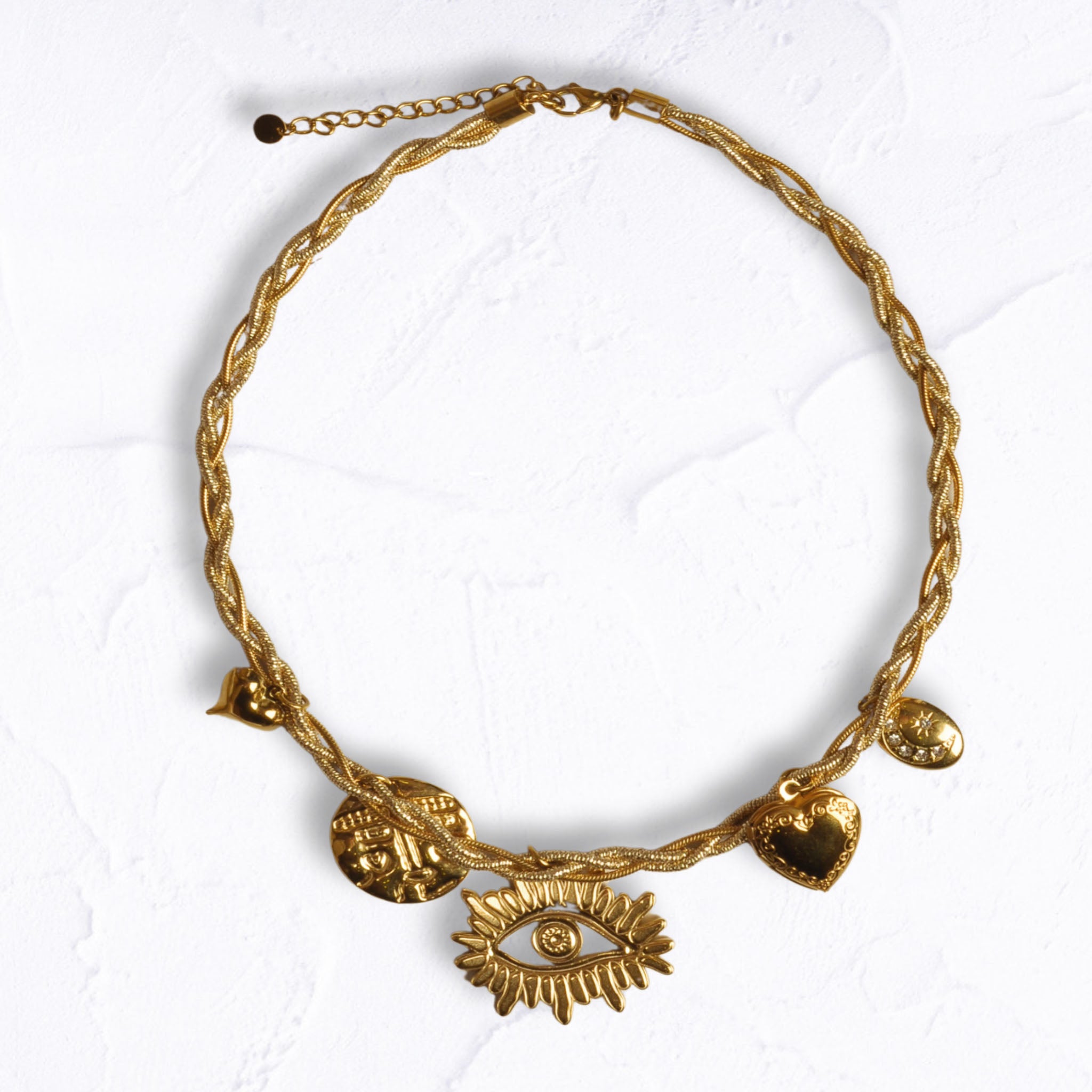 Eye heart charm choker