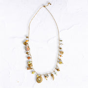 Multi flower charm long neckalce