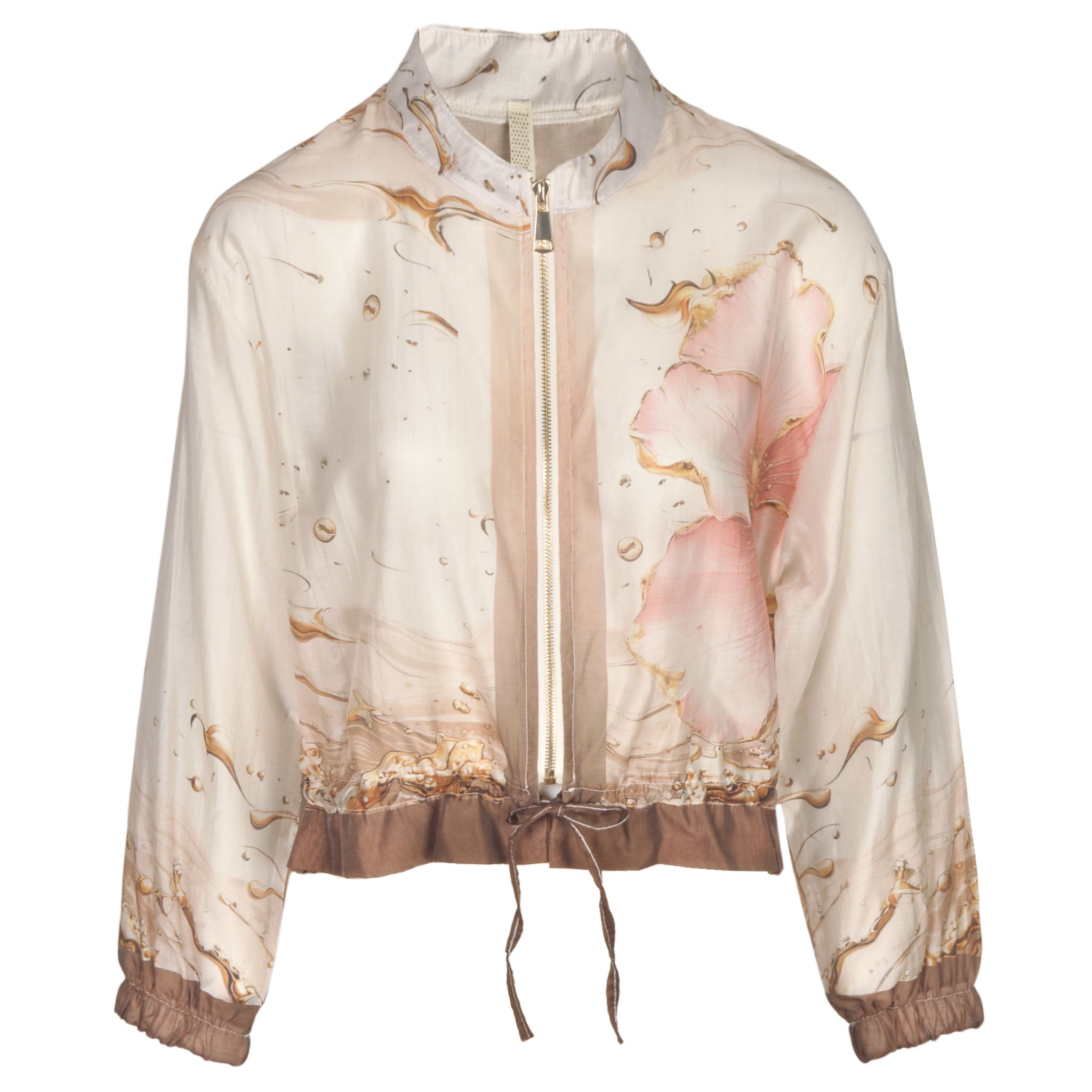 Giant flower print bomber