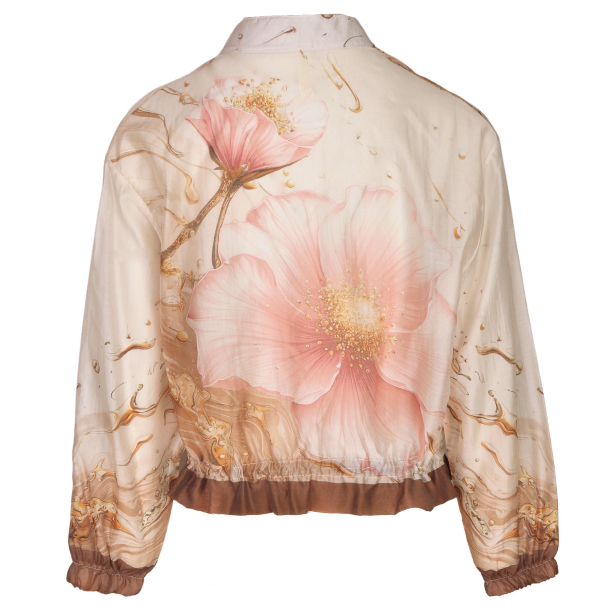 Giant flower print bomber