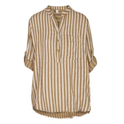 Stripe oversized mandarin shirt