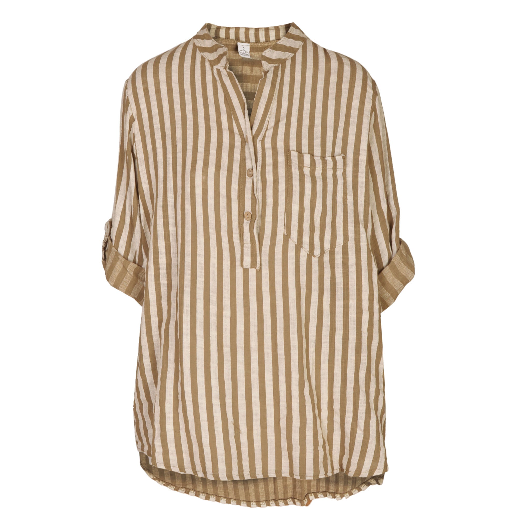 Stripe oversized mandarin shirt