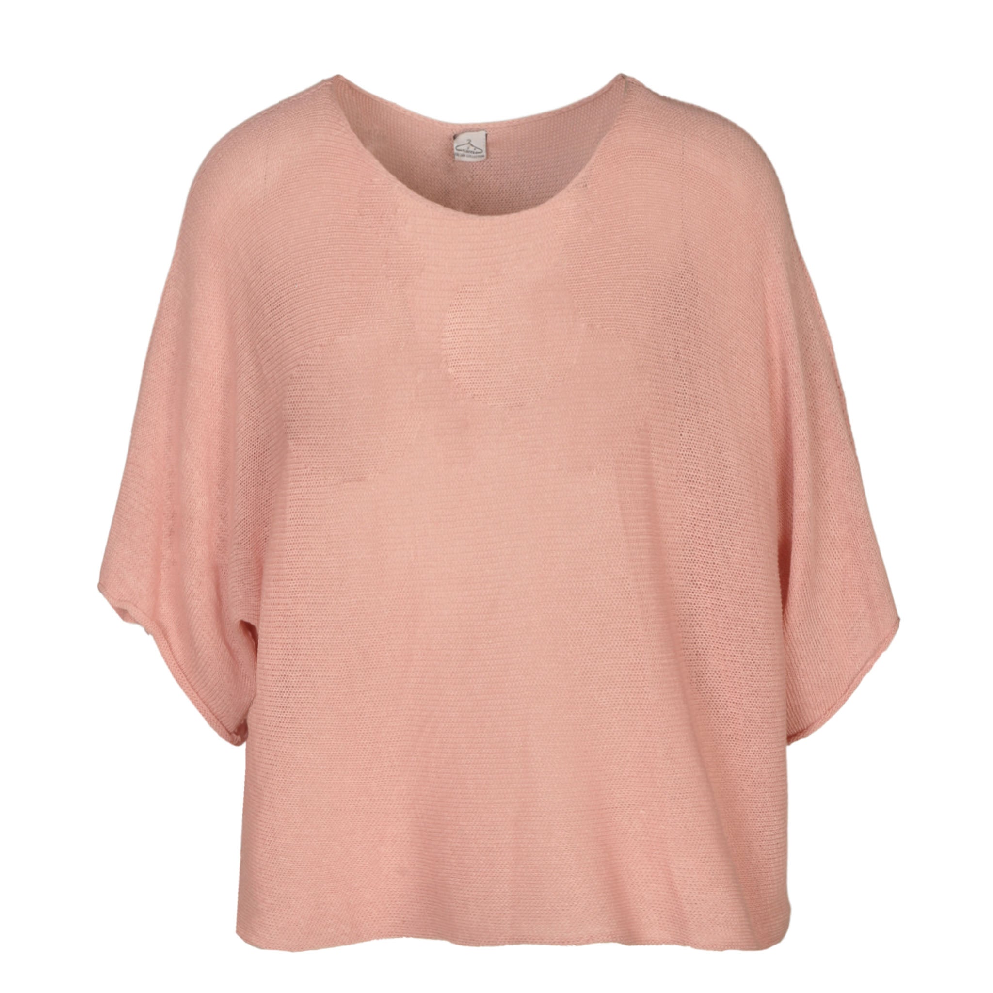 Round neck batwing boxy knit top