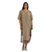 Gold button panel cotton dress